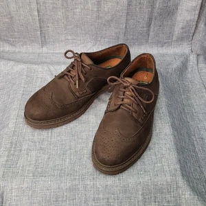 ALP by Golden Fox Vintage 90s Wingtip Brogue Oxford Nubuck Suede Brown Men's 9 - Picture 1 of 9