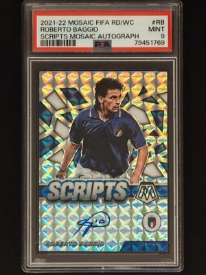 2021-22 Panini Mosaic FIFA World Cup Scripts Roberto Baggio Auto Autograph PSA 9 - Image 1 of 2