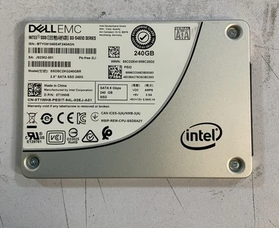 Dell EMC T1WH8 SSDSC2KG240G8R D3-S4610 Series 240GB 6Gb/s SATA 2.5" SSD I1A - Image 1 of 3
