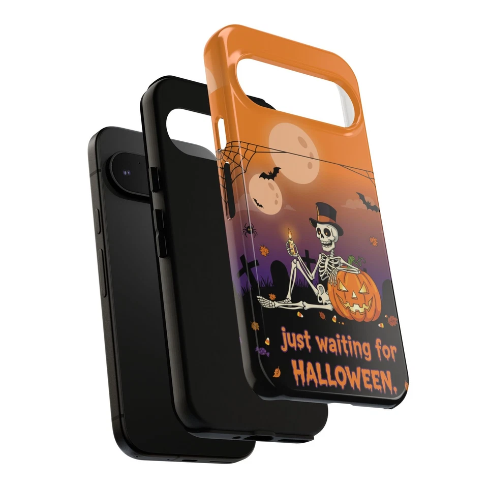Just Waiting For Halloween Phone Case Spooky Skeleton Fall Design Pixel 9 S25 Foto 1 de 1
