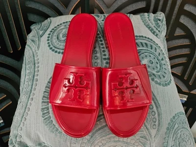 Tory Burch Mujer Elenor Jelly Slides Rojo Talla 7M Sin cordones Lujo Impermeable Foto 1 de 4