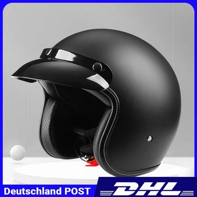 HAS M L XL Motorrad Helm Sturzhelm Matt Schwarz Motorradhelm NEU Jethelm