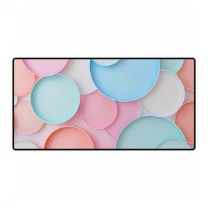 Pastell Kreise Schreibtischunterlage - Ästhetisches großes Mauspad mit rutschfester Gummibasis - Bild 1 von 13