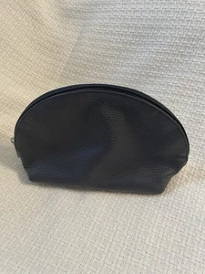 VALENTINA Navy Blue Leather Cosmetic Zip Bag Purse - Picture 1 of 6