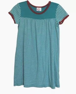 Hanna Andersson Girls Striped Green White Red Cotton Dress Size 10 Short Sleeve - Picture 1 of 7