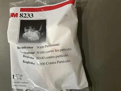 1- 3M 8233 N100 Particulate Respirator Face Mask With Cool Flow Exhalation Valve - Image 1 of 2