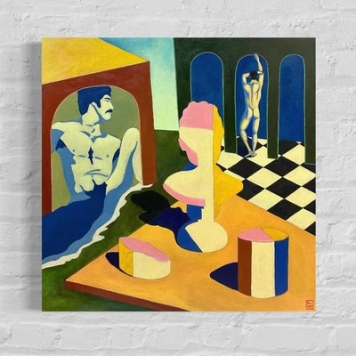 Pintura original. Arte contemporáneo. cuadro masculino. Arte gay. Retrato hombre LGBT  Foto 1 de 2