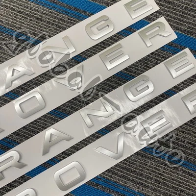 2PCS Rear Front Emblem For Range-Rover Letter Badge Sport Matte Silver Nameplate Foto 1 de 4