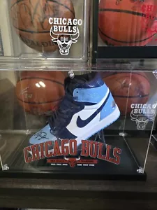 MICHAEL JORDAN #23 SIGNED DOUBLE LOGO FRAMED NIKE RETRO SHOE HOLOGRAM AUTHENTIC - Picture 1 of 14
