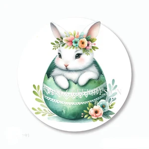STUNNING EASTER CHICK IN GREEN EGG ENVELOPE SEALS STICKERS LABELS PARTY FAVORS - Picture 1 of 1