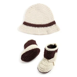 Newborn Baby Photography Props Cowboy Crochet Costume Knitted Costume Hat&Shoes - Picture 1 of 6