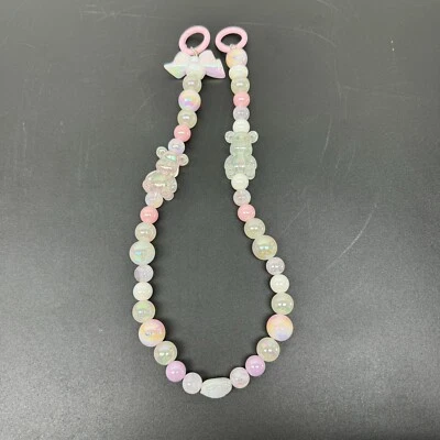 Linda funda hecha a mano para teléfono celular con cuentas correa de muñeca desmontable color rosa perla Foto 1 de 4