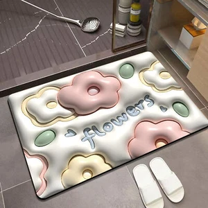Shower Mat Soft Avoid Falling Down 40x60cm 3d Flower Pattern Bathroom Diatom Mud - Picture 1 of 10