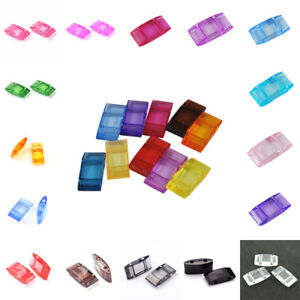 100pcs Colorful Acrylic Carrier Beads Plastic Duo Beads Delica Two Hole 17x9mm