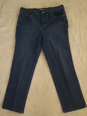 Pantalones de mezclilla Style&Co para mujer talla 12 PS azul pequeño calce natural pierna recta lavado oscuro Foto 1 de 4