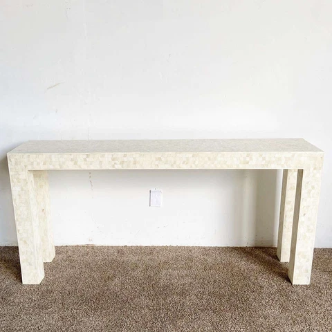 Postmodern Tessellated Bone Parsons Console Table Cover