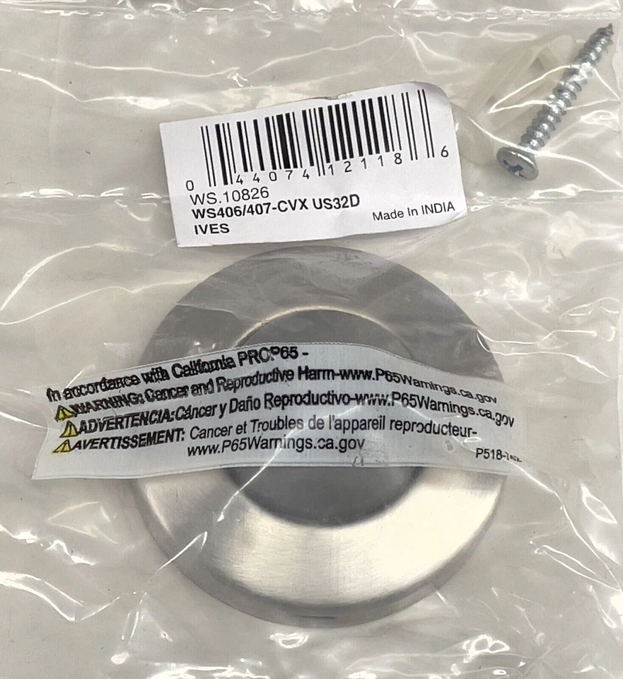 Lote de 5 topes de puerta de montaje en pared de acero inoxidable satinado IVES WS406/407CVX US32D Foto 1 de 1