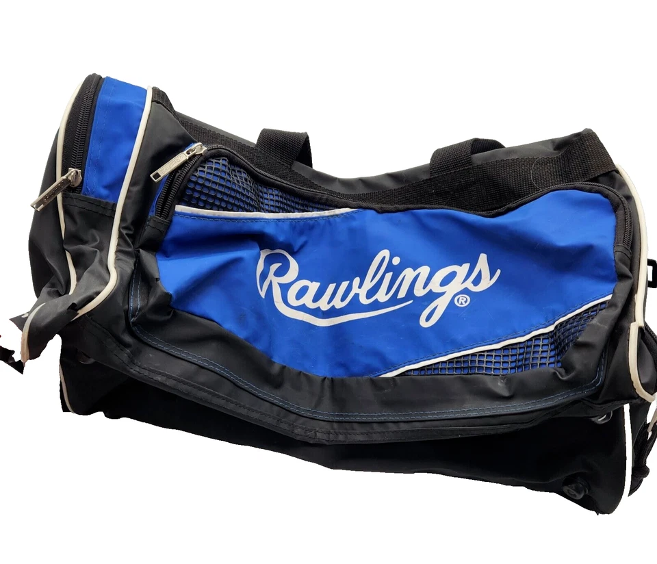 RAWLINGS Gimnasio Viaje Lona Deportes Azul Negro Bolsa Zapato Inserto S#4104W BOLSILLOS Foto 1 de 4