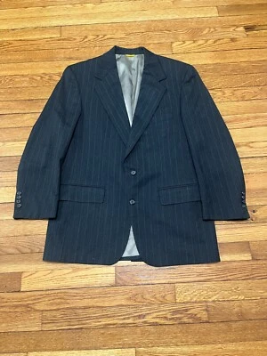Blazer Traje Chaqueta Bill Blass Para Hombres Talla 40R Gris Lana Rayas 2 Botones Abrigo Deportivo Foto 1 de 4
