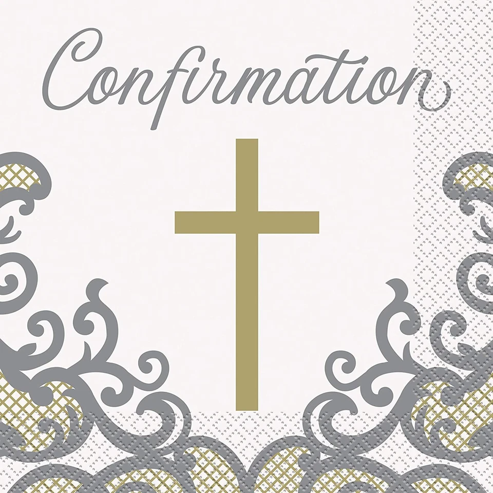Confirmation Party Napkins Gold Cross Confirmation Paper Serviettes Napkins x 16 - Image 1 of 1