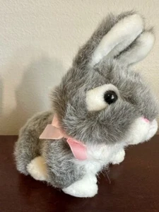Plush Creations Gray Bunny Rabbit Plush Stuffed Animal Realistic 7" Pink Easter - Picture 1 of 6