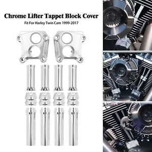 Chrome Pushrod Tappet Lifter Block Cover Fit For Harley Dyna Softail 1999-2017