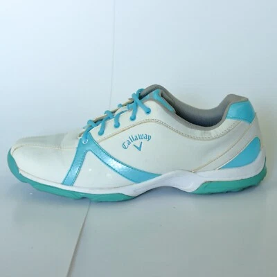 Zapatos de golf Callaway blancos azules W479-16 para mujer talla 8,5 ajuste cómodo con púas Foto 1 de 4
