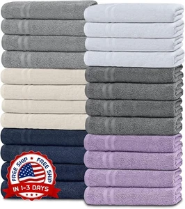 Paquete De 24 Toallas De Baño De 12x12 Pulgadas, Toallas De Mano Para La Cara US - Picture 1 of 8