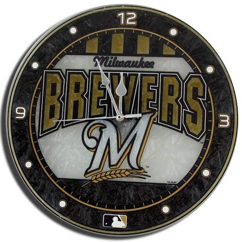 Milwaukee Brewers 12" Art-Glass Wall Clock Cover
