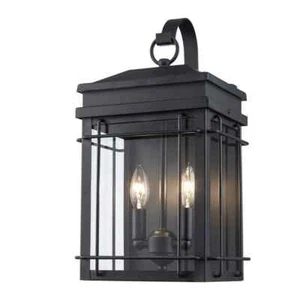Monteaux Lighting Bel Air 17" 2-Light Black Outdoor Wall Light with Clear Glass - Picture 1 of 11