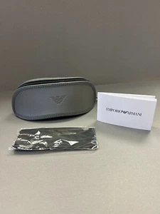 EMPORIO ARMANI AUTHENTIC EYEGLASSES SUNGLASSES GRAY SOFT ZIPPER CASE New - Picture 1 of 5