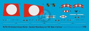Peddinghaus 1/700 Blucher crucero pesado alemán marcas de la Segunda Guerra Mundial (con avión flotante) 3154 - Imagen 1 de 1