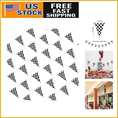 Bandera a cuadros de 100 pies - Decoración de carreras para fiestas de cumpleaños de Nascar Foto 1 de 4