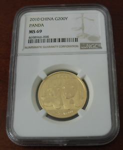 China 2010 Gold 1/2 oz Panda 200 Yuan NGC MS69 