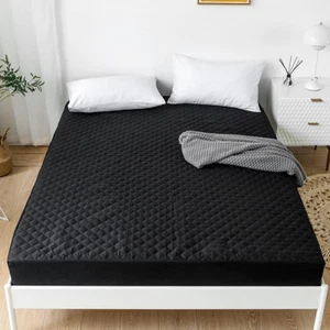 Quilted Fitted Sheet Waterproof Mattress Protector Pad Ultra Soft Elastic Fitted - Picture 1 of 7