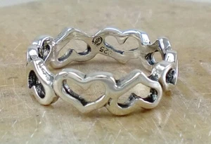 ANILLO BANDA CORAZÓN REPETITIVO PLATA ESTERLINA .925 AMOR talla 8 estilo # r3100 - Imagen 1 de 2