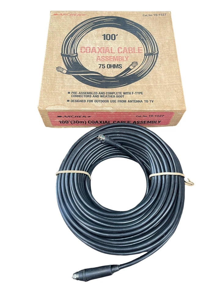 RadioShack Archer Cat# 15-1527 Pre-Assembled 100’ 75 Ohm Coaxial Cable Assembly - Image 1 of 4