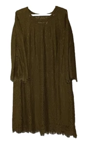 ISSACMIZRAHILIVE! Forest Green Lace Overlay Lined Dress Womens Size 2X Rare Find - Picture 1 of 8