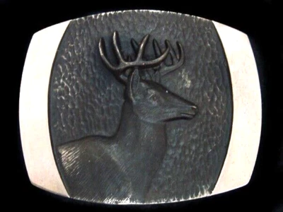 UB15161 VINTAGE 1978 **CIERVO** SL KNIGHT ART HEBILLA DE CINTURÓN DE BRONCE MACIZO Foto 1 de 2