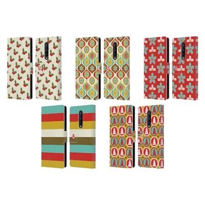 HEAD CASE DESIGNS RETRO CHRISTMAS LEATHER BOOK WALLET CASE FOR ONEPLUS PHONES - Image 1 of 4