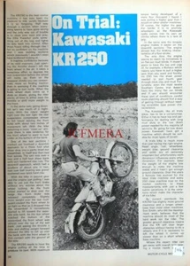 Motocicleta de prueba KAWASAKI 'KR250' 250cc: recorte de informe de revista 1975 - Imagen 1 de 1