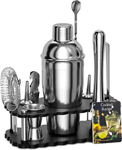 Bartender Kit, Mixology Bar Set Cocktail Shaker Set with Stand - Bar Tools Set: - Picture 1 of 12