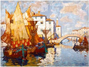 Mural de azulejos para barco paisaje marino K. Gorbatov cocina pared salpicadero mármol cerámica - Imagen 1 de 14