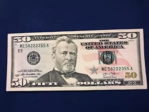 1-$50 Dollar Bill 2013 Fancy Serial#, Nice Condition - Picture 1 of 4