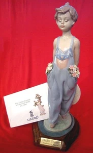 LLADRO POCKET FULL OF WISHES #7650 WITH BASE BOY FLOWERS 1997 SOCIETY IN A BOX - Picture 1 of 11