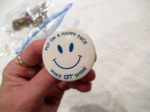 Put on a Happy Face Make GT Shine white and blue pin - Picture 1 of 3