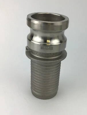 CAMPBELL COBRA E200 316 STAINLESS STEEL CAM LOCK X HOSE BARB CONNECTOR FREE SHIP - Image 1 of 4