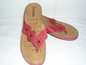 SANDALIAS TANGA FLORES LIGERAS MODA ROJAS TALLA 41/US 9 - Imagen 1 de 5