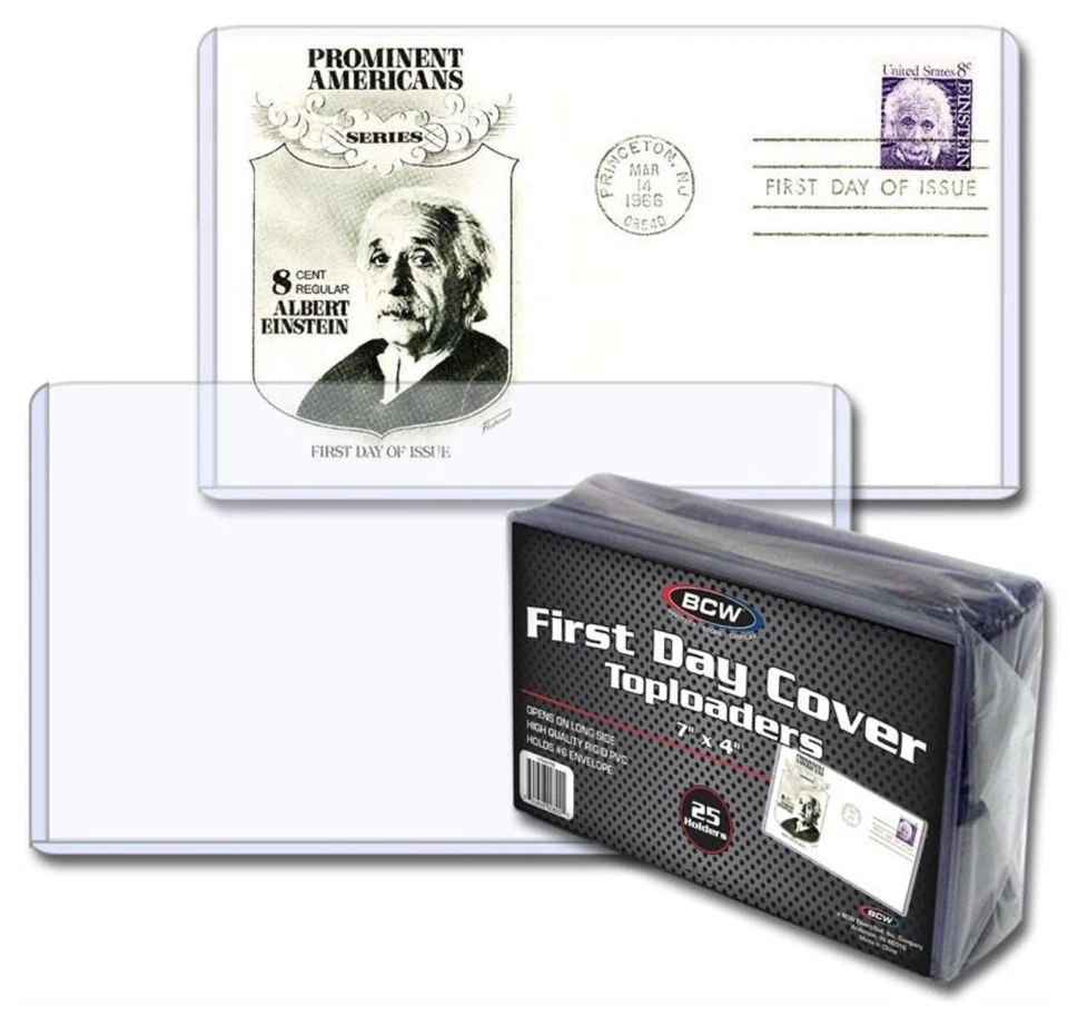 BCW 1 paquete de 25 soportes FDC Toploaders 7”x4” HQ rígido PVC. (#CS171) Foto 1 de 1