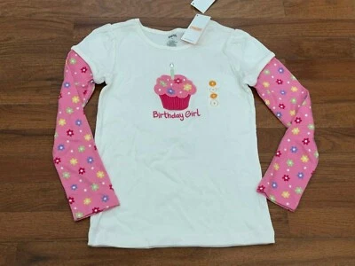 Top Cupcake Gymboree Niñas Marfil Cumpleaños Niña Doble Manga Gema Talla 9 Nuevo Foto 1 de 4